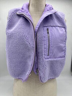 No Vacancy Lavender Sherpa Hooded Zip Vest